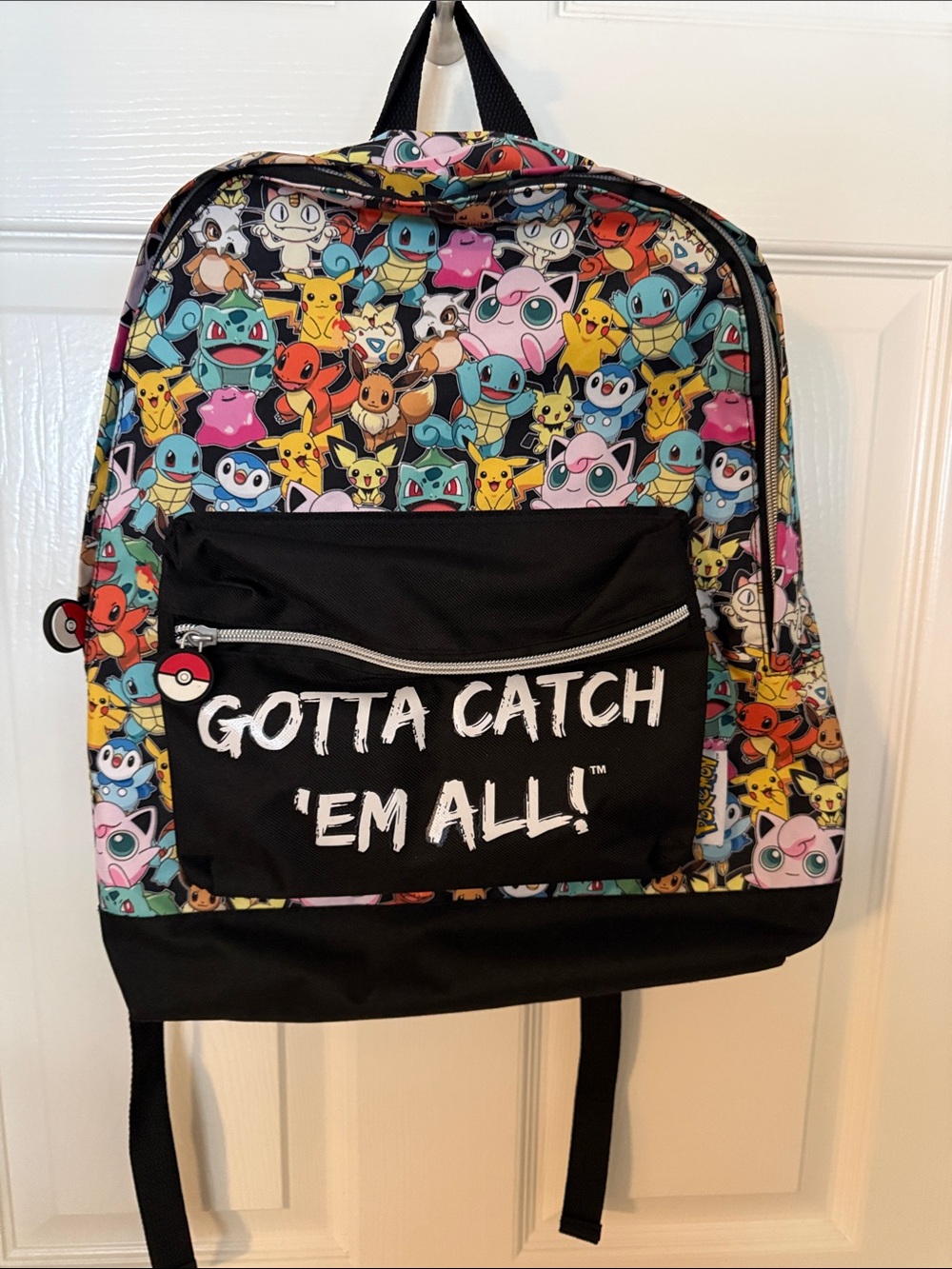 Pokemon Kids Backpack with Colorful Character Print - Black Front Pocket